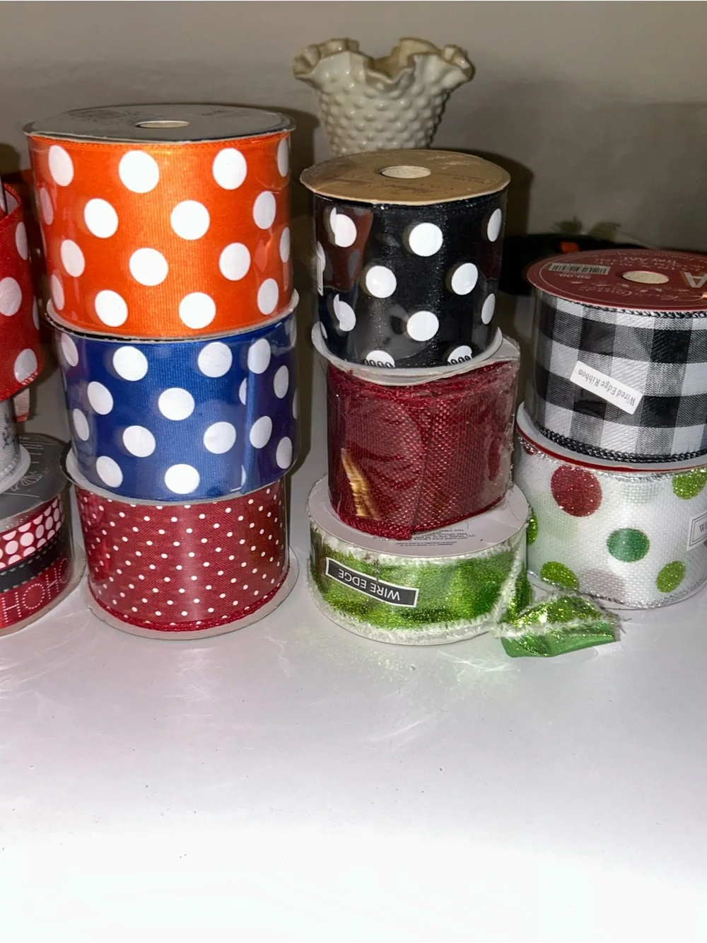 19 count Festive Polka Dot & Solid Gift Ribbon